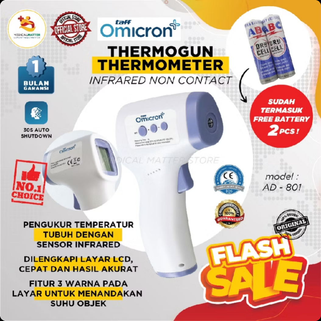 TaffOmicron AD801 termometer tembak inframerah